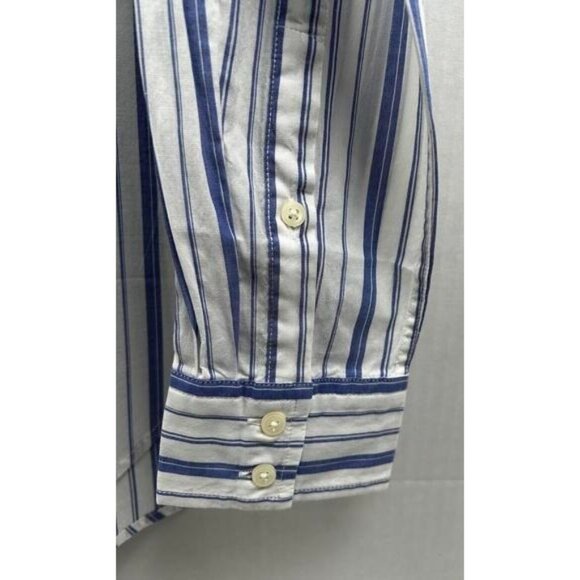 Untuckit "Pinot Perse" Womens Blue & White Striped Button-Down Shirt Size 0 - Picture 3 of 6
